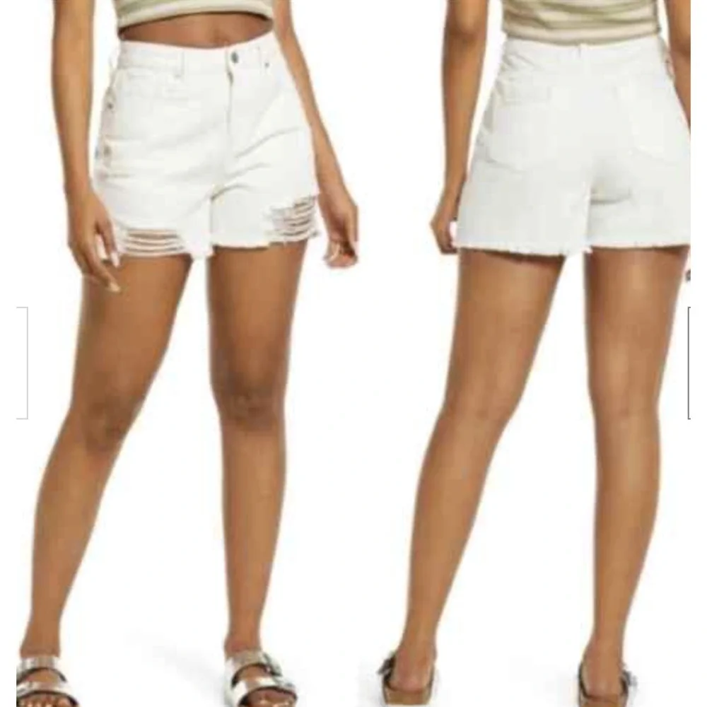 BP RIPPED WHITE DENIM SHORTS - Picture 4 of 13